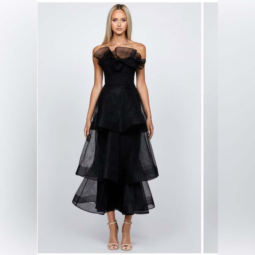 Bariano Kascade Tiered Ruffle Midi Dress Tulle size 10